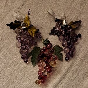 Lot of 3 - LUCITE Grape Clusters. Purple & Rose. Two Christmas Ornaments. 